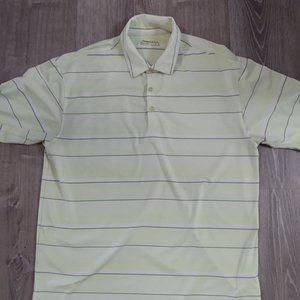 Men's Nike Golf Polo Shirt Dri-Fit Size Large Yellow Striped